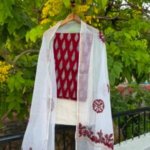 Ajrakh handblock print unstitched suit