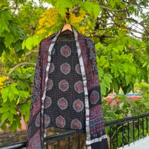 Ajrakh handblock print unstitched suit