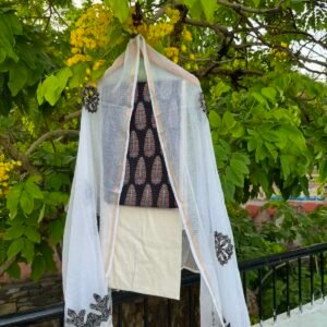 Ajrakh handblock print unstitched suit