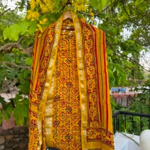 Ajrakh handblock print unstitched suit